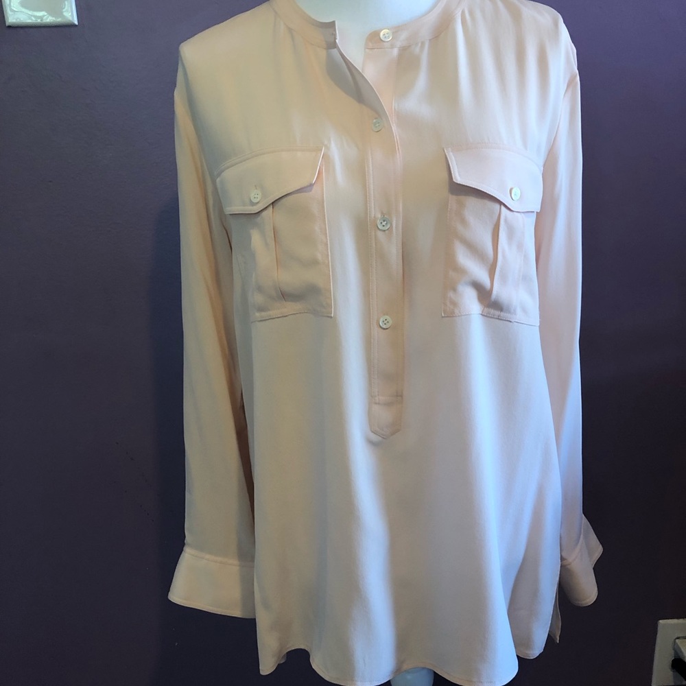 THEORY EUC Silk Blouse Light Pink SZ M